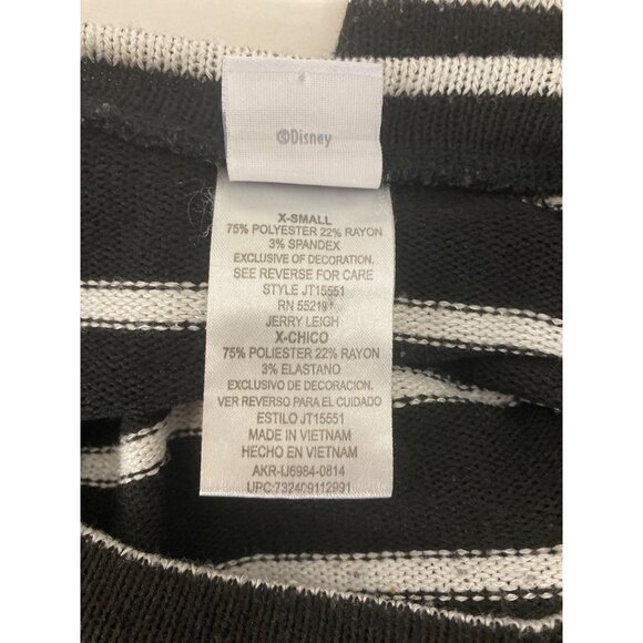 Disney Jerry Leigh Mickey Mouse Striped Black White Sweater X-Small - Picture 6 of 7